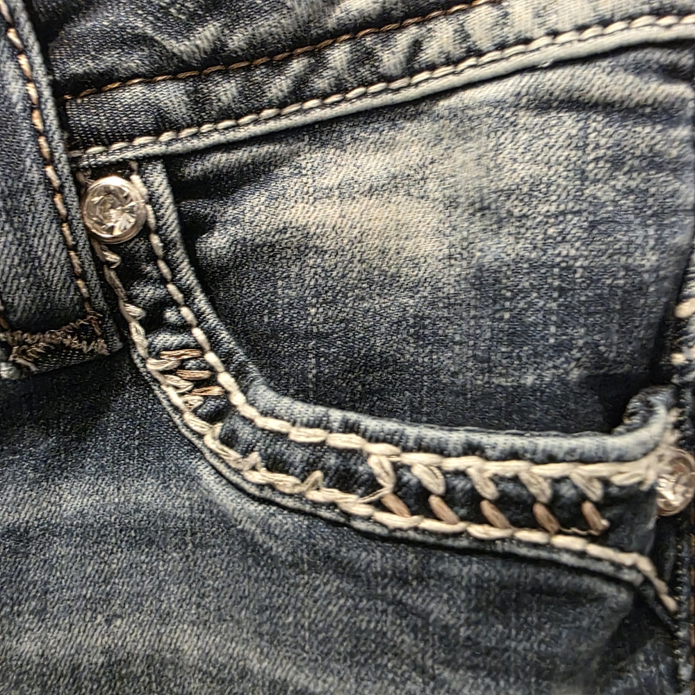 Rock Revival Denim Barby Ankle Skinny Jeans Fleur-De-Lis Embellished Blue 25x27 - Picture 7 of 16